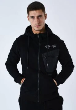 Avec Empiècement- Sweater Met Rits - Noir