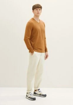 Tom Tailor Basic V Neck- Trui - Dark Camel Melange -About You Winkel 200f2f2bc24c497c8ac5af5366697958