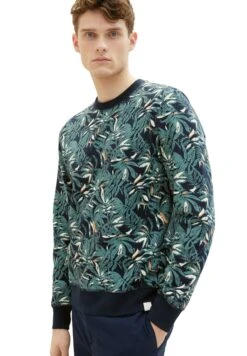 Tom Tailor Mit Allover-Print - Sweater - Navy Green Big Leaf Design -About You Winkel 24d47bef23b647299e778f95ada88daf