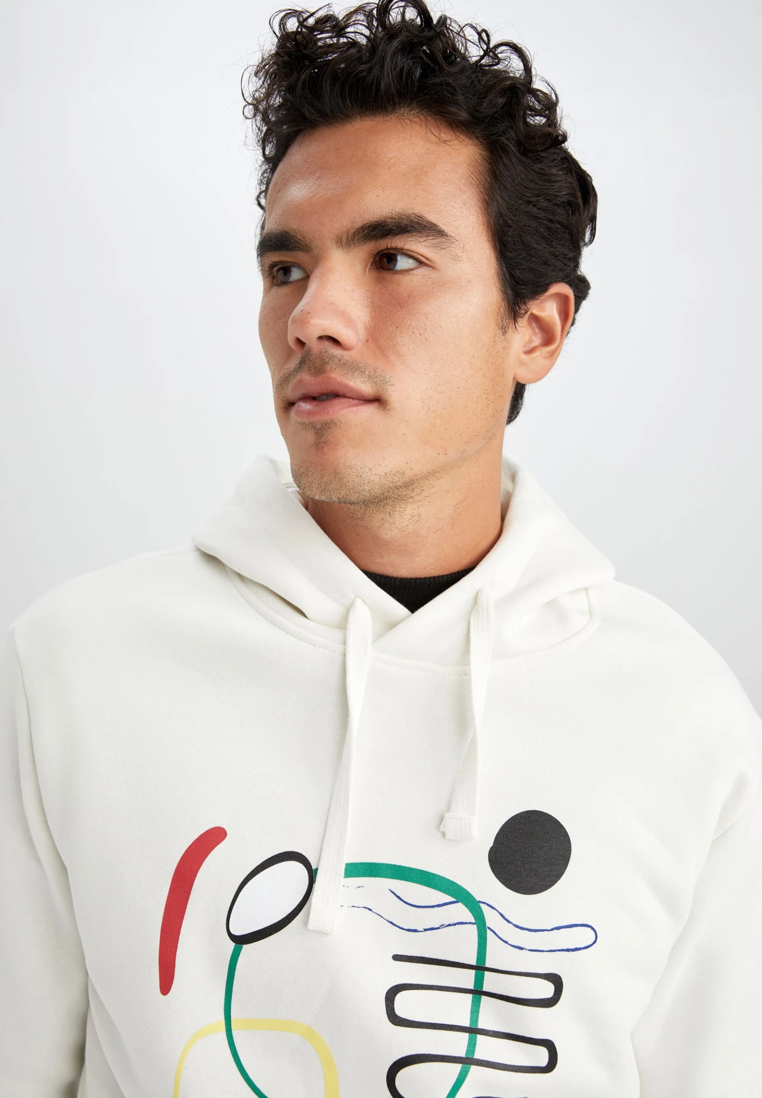 DeFacto Regular Fit- Hoodie - Ecru 6 DeFacto Regular Fit- Hoodie - Ecru - Afbeelding 4