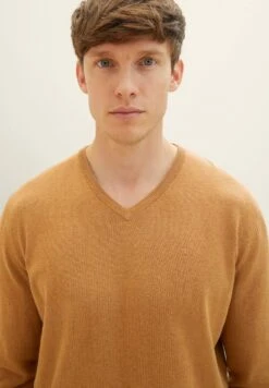Tom Tailor Basic V Neck- Trui - Dark Camel Melange -About You Winkel 535b2219db604ea0a6232c878c65dbdd