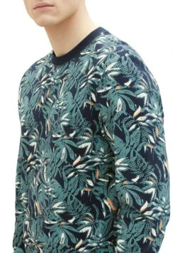 Tom Tailor Mit Allover-Print - Sweater - Navy Green Big Leaf Design -About You Winkel 5c35a0ca68114333b5dacb708d888708