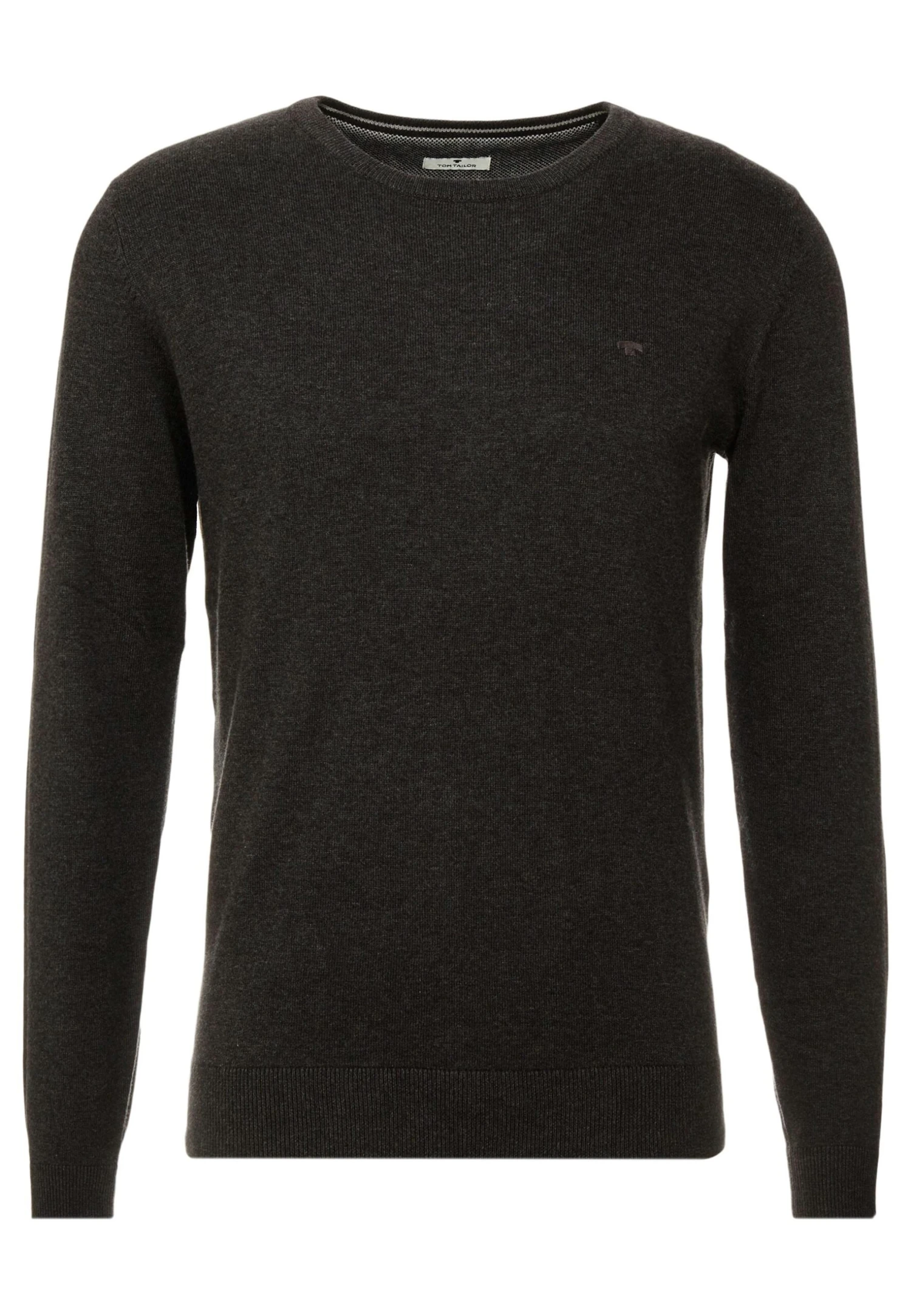 Tom Tailor Basic Crew Neck - Trui - Black Grey Melange 6 Tom Tailor Basic Crew Neck - Trui - Black Grey Melange - Afbeelding 4