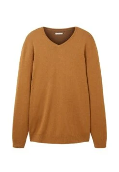 Tom Tailor Basic V Neck- Trui - Dark Camel Melange -About You Winkel 6544eb605745430db8aac5beb52ec1ea