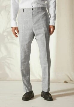 Next Slim Fit Blend Check - Pantalon - Light Grey