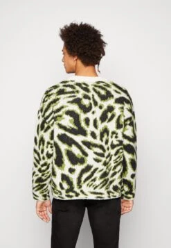 WEEKDAY Unisex Teo Graphic Sweater - Trui - Offwhite/Black/Green -About You Winkel c5f5723d9a334ddf8fdc78d896399a01