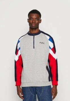 Kaotiko Crew Keoni Unisex - Sweater - Grey/Royal/Red